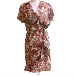 Beautifully feminine W by WORTH asymmetrical Wrap Flounce dress